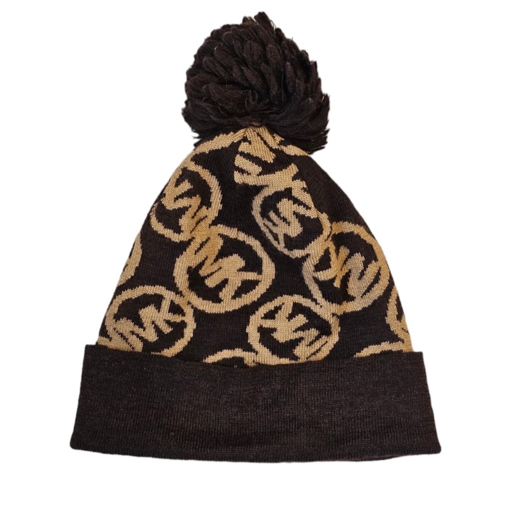 MICHAELMichael Kors Small Circle Logo Knitted Pom Pom Hat Chocolate / Camel